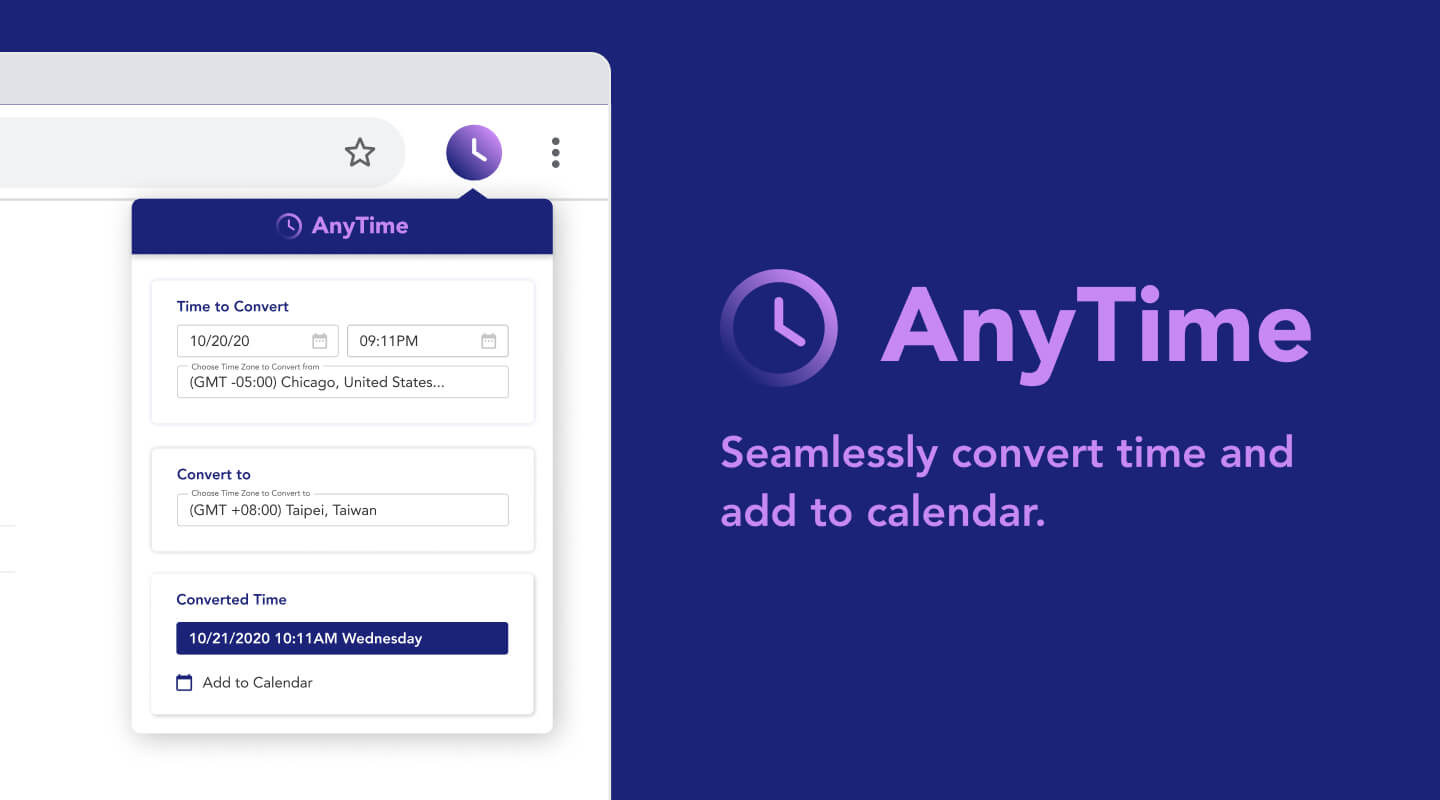 A Chrome extension of a timezone converter