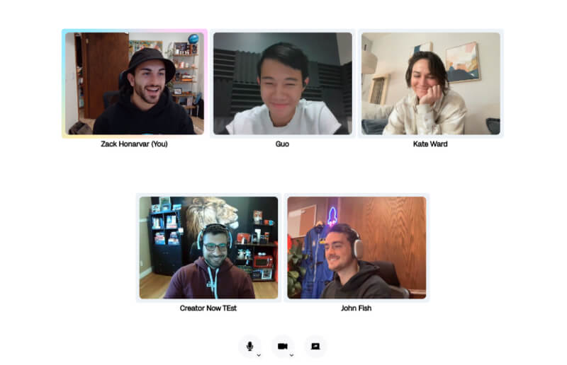 Group of people smiling on a video call