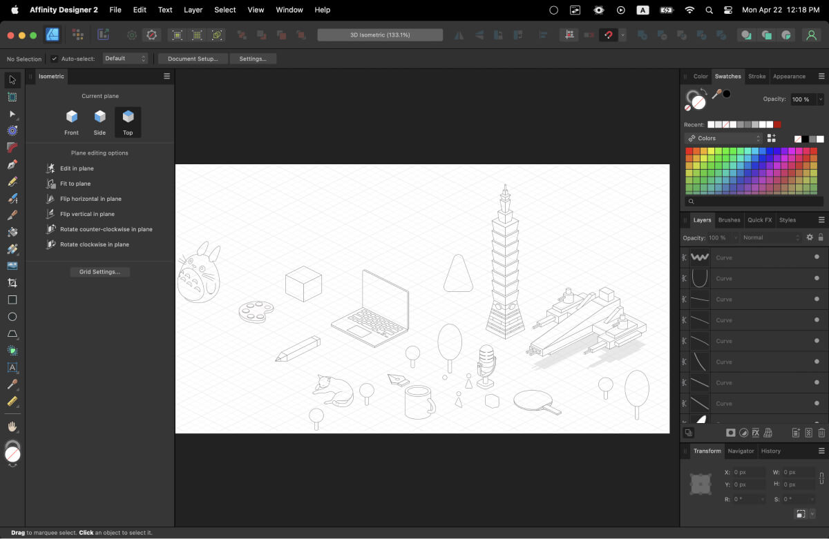 Affinity designer's isometric view