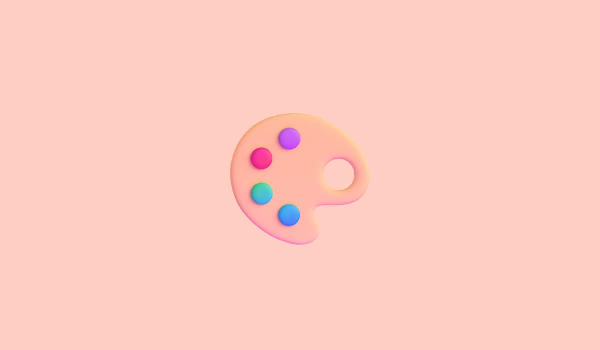 An art palette on a light pink background.