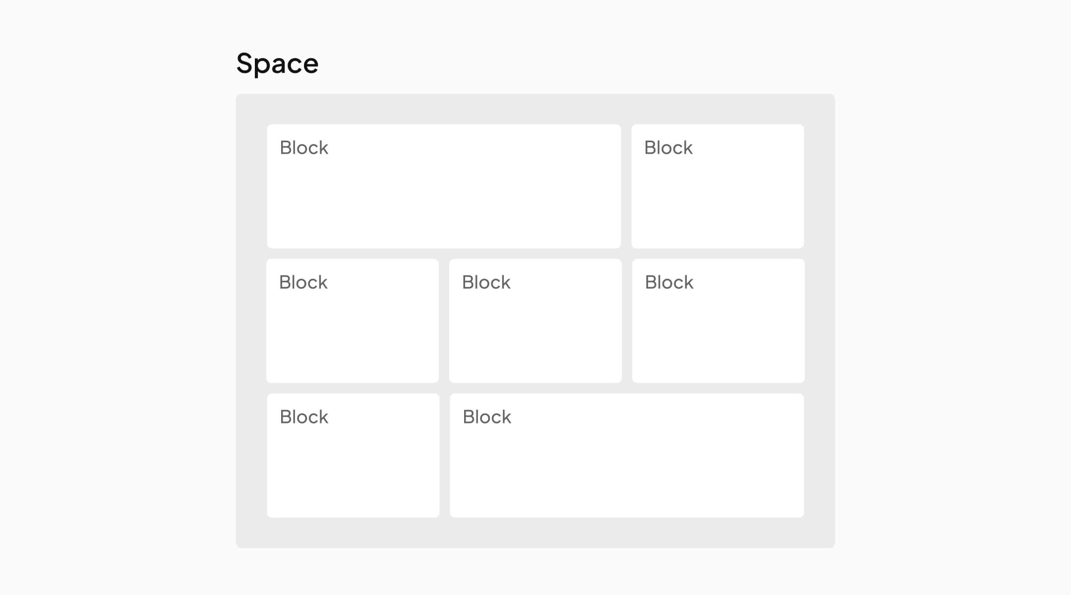 Seven blocks inside a space