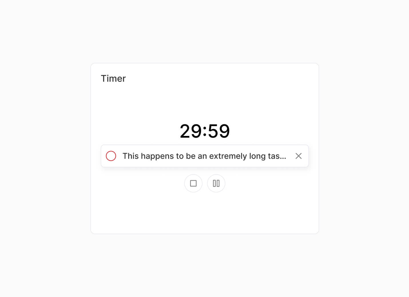 Edge case of a long task title in a timer block
